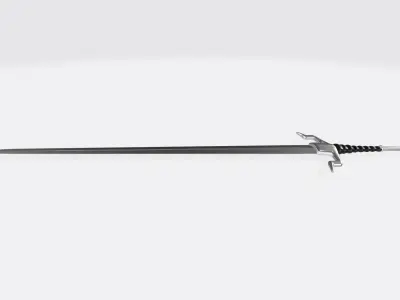 Long Gold Silver Sword Free low-poly 3D model