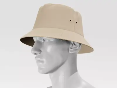 Bucket Hat - Beige PBR 4K Low-poly 3D model