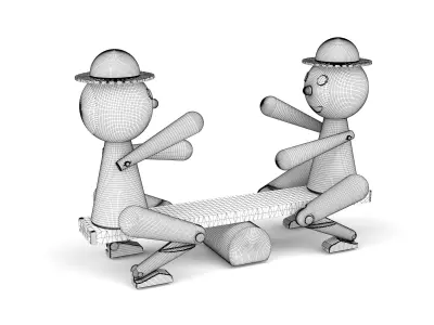 Wooden toy swing 3D model