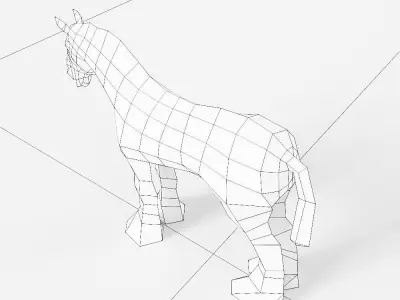 Horse 3d model orange polygonal Low-poly 3D model
