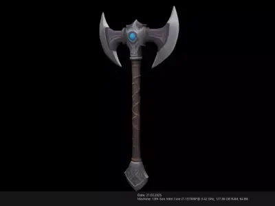 Low Poly Stylized Axe - AI Low-poly 3D model