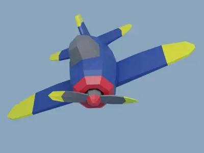 Poly-Plane toy airplane flying in sky Low-poly 3D model