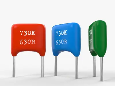 Polyester Film Capacitor with 2K PBR textures Low-poly 3D model