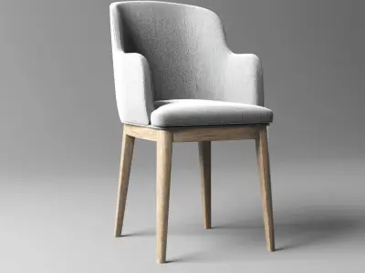 Chair dining with fabric and wooden legs Free low-poly 3D model