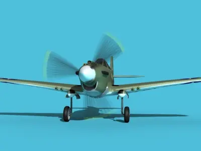 Curtiss P-40B Warhawk V02 USAAF 3D model