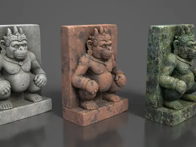 Ancient Khmer Statue 05-250522 Low-poly 3D model