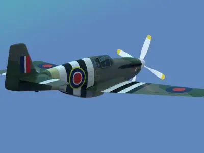 P51B Mustang wwII airplane 3D model