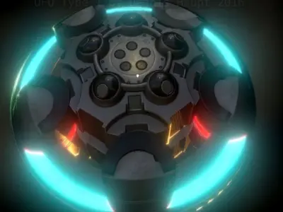 UFO Type 1 Animated and Game Ready Low-poly 3D model