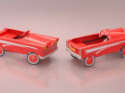Vintage American Murray Red Childs Roadster Pedal Car Rigged for Cinema 4D 3D model