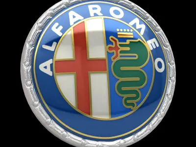 Alfa Romeo Badge 1972-1982 Low-poly 3D model