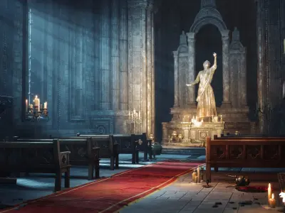 Ancient Cathedral Environment Low-poly 3D model