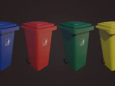 Plastic Trash Bin Free low-poly 3D model