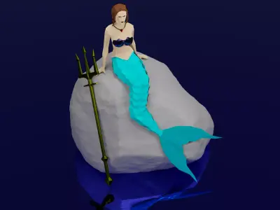 Magical Mermaid Siren Sea maiden Oceanid Lowpoly Rigged  Low-poly 3D model