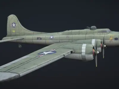 B-17 Hand-Painted Low-poly 3D model