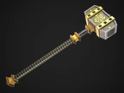 Fantasy Great Hammer 04 Low-poly 3D model