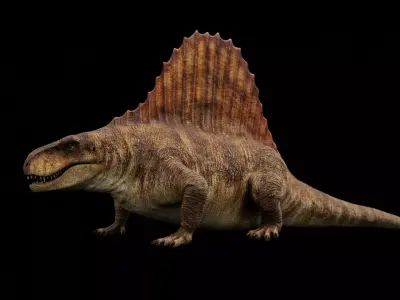 Dimetrodon - Prehistoric Synapsid Low-poly 3D model