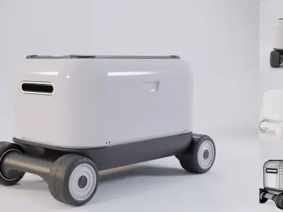 Futuristic Delivery Bot Low-poly 3D model