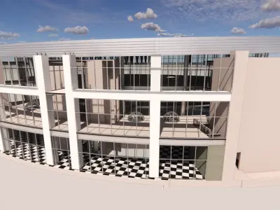 Oval Showroom steel structure in Revit 3D model