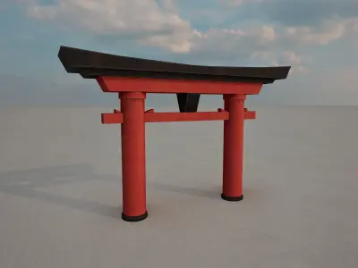 Japanese Myojin Torii Low-poly 3D model