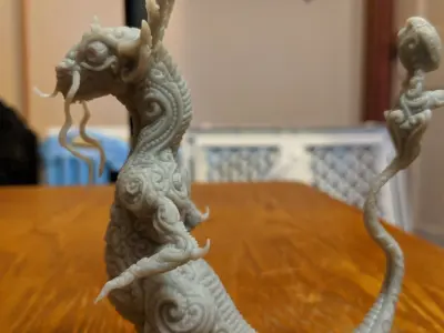 Lizard dragon figurine on table 3D print model