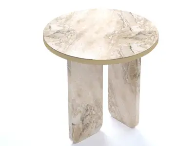 Abstract Marble and Gold Metal Side Table Free 3D model