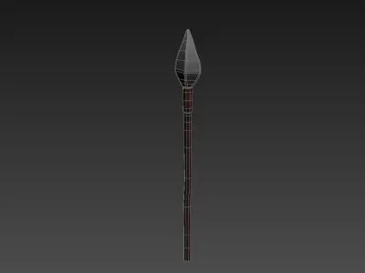 Spear sword with wooden handle 3D model