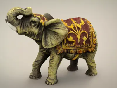 ELEPHANT with gold pattern Low-poly 3D model