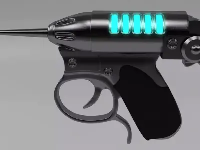 gun thundering man in black Low-poly 3D model