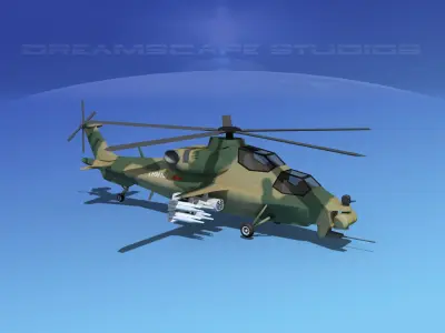 WZ-10 Attack Helicopter V03 Low-poly 3D model