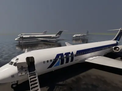 ALITALIA DC-9 32 Fokker Friendship f27 3D model