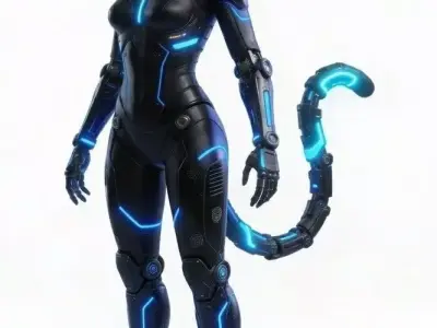 Realistic Future Neon Cat Android Skin 3D Model Low-poly 3D model