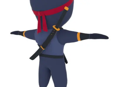 Ninja Cartoon Warrior Character Low-poly 3D model