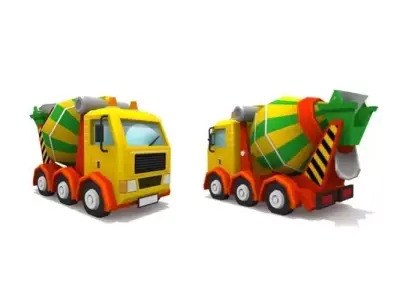 Stylised lowpoly cement mixing truck Low-poly 3D model
