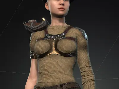 Steampunk rigged character Low-poly 3D model shop