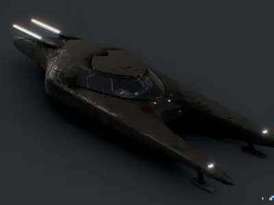 Sci-Fi Flying Vehicle Low-poly 3D model