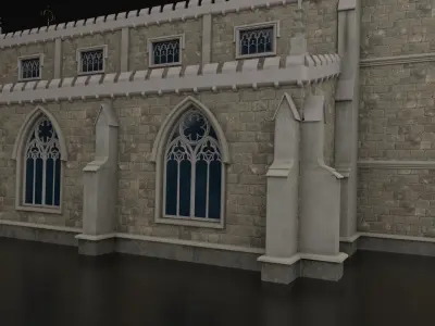 Medieval Gothic Church Low-poly 3D model