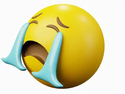 Crying Yellow Ball Emoticon Emoji or Smiley 3D model