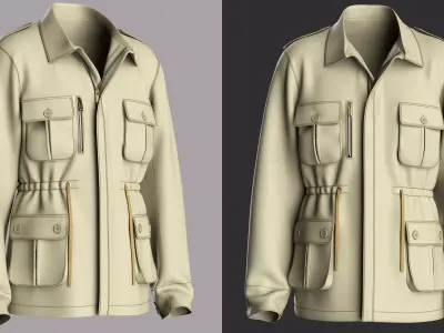 Military Jacket For Men - 3D Clothing Model - OBJ ZPRJ 3D model