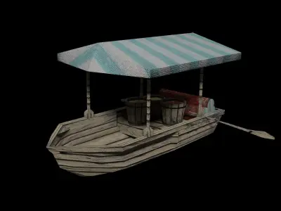 Medieval Wooden Cargo Ship Docks Pack Convoy Merchant Sail Ocean Low-poly 3D model