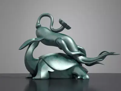 Sculpture  ginseng turtle  turtle  ginseng square 3D model