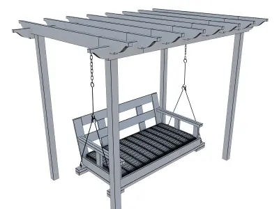 Garden swing 3D model 11