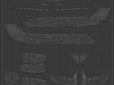 Low Poly Passengers Airplane Game Ready flying vehicle FBX OBJ Low-poly 3D model