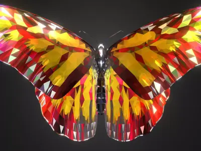 Batterfly Yellow Low Polygon Art Insect Low-poly 3D model