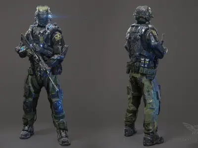 SCIFI - RECON SOLDIER Low-poly 3D model