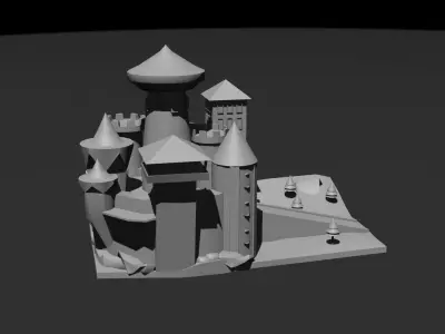 Low Poly Castle 2 harry potter Low-poly 3D model