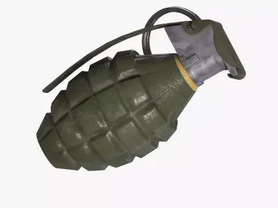 Mk 2 Grenade green painted Low-poly 3D model