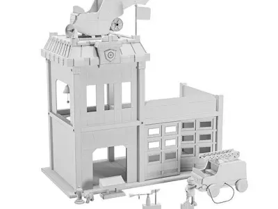Hape Firehouse Play Set Low-poly 3D model