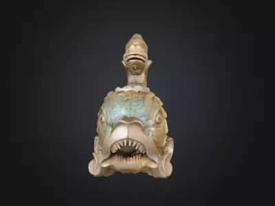 Stone Fish Sculpture Low-poly 3D model