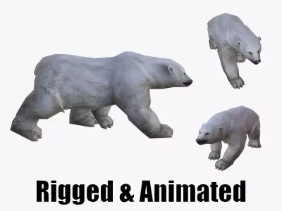 low-poly animated polar bear Low-poly 3D model