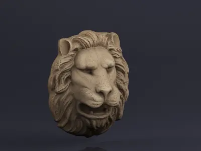 S00065 Lion head bas-relief 3D model